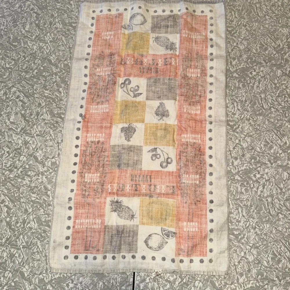 Vintage 1960's Kitchen Tea Towel-Jardin Fruitier Sewell Jackson Mid-Century Mod